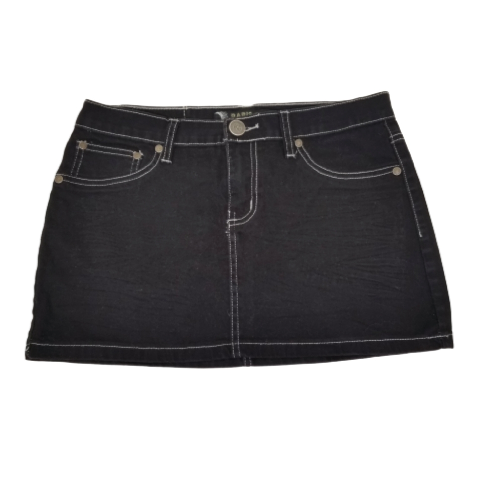 Paris dolls women's denim mini skirt color black